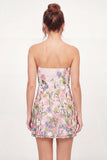Strapless Floral Bodycon Embroidered Pink Graduation Dress