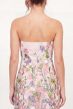 Strapless Floral Bodycon Embroidered Pink Graduation Dress