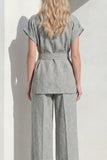 Grey 2 Piece Lapel Women's Suits with Belt