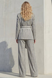 Grey Peak Lapel 2 Piece Women Suits with Belt