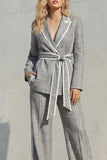 Grey Peak Lapel 2 Piece Women Suits with Belt