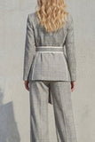 Grey Peak Lapel 2 Piece Women Suits with Belt