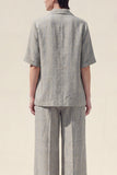 2 Piece Grey Short Sleeves Notched Lapel Women Suits