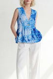 Pink V-Neck One Button 2 Piece Printed Women's Suits