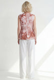 Pink V-Neck One Button 2 Piece Printed Women's Suits