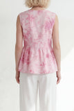 Pink V-Neck One Button 2 Piece Printed Women's Suits