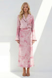 Brown 2 Piece Notched Lapel Long Sleeves Business Dress with Back Slit