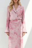 Brown 2 Piece Notched Lapel Long Sleeves Business Dress with Back Slit