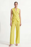2 Piece Single Breasted Lemon Yellow Peak Lapel Business Suits