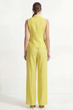 2 Piece Single Breasted Lemon Yellow Peak Lapel Business Suits