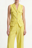 2 Piece Single Breasted Lemon Yellow Peak Lapel Business Suits
