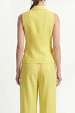 2 Piece Single Breasted Lemon Yellow Peak Lapel Business Suits
