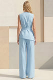 Light Yellow V-Neck 2 Piece Business Suits with Belt