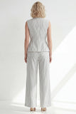 White Stripe Notched Lapel One Button Women Suit