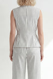 White Stripe Notched Lapel One Button Women Suit