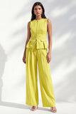 Lemon Yellow Round Neck Women's Suit