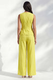 Lemon Yellow Round Neck Women's Suit