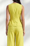 Lemon Yellow Round Neck Women's Suit