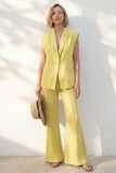 Yellow Shawl Lapel Slim Fit One Button Long Women Suit