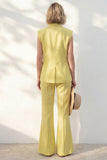 Yellow Shawl Lapel Slim Fit One Button Long Women Suit