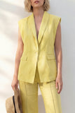 Yellow Shawl Lapel Slim Fit One Button Long Women Suit