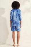 Blue Notched Lapel Single Breasted Printed Women Suit