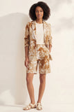 Blue Notched Lapel Single Breasted Printed Women Suit