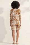 Blue Notched Lapel Single Breasted Printed Women Suit