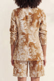 Blue Notched Lapel Single Breasted Printed Women Suit