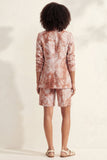 Blue Notched Lapel Single Breasted Printed Women Suit