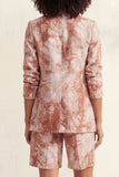 Blue Notched Lapel Single Breasted Printed Women Suit