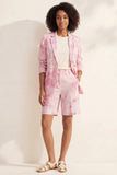 Blue Notched Lapel Single Breasted Printed Women Suit