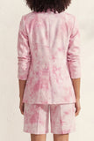 Blue Notched Lapel Single Breasted Printed Women Suit