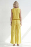 Butter Yellow V-Neck Long Women's Pantsuit