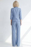 Dusty Blue Notched Lapel One Button Women Suit with 3/4 Sleeves