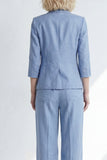 Dusty Blue Notched Lapel One Button Women Suit with 3/4 Sleeves