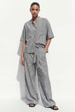 Grey Crew Neck Single Breasted Women Suit with Belt