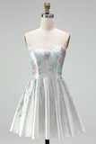Sweetheart White A-Line Cocktail Dress with Beading