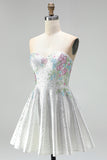 Sweetheart White A-Line Cocktail Dress with Beading