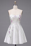 Sweetheart White A-Line Cocktail Dress with Beading