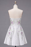 Sweetheart White A-Line Cocktail Dress with Beading