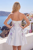 Sweetheart White A-Line Cocktail Dress with Beading