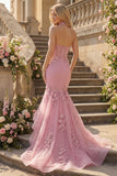 Halter Mermaid Taro Flowers Cut Out Corset Long Prom Dress with Ruffles