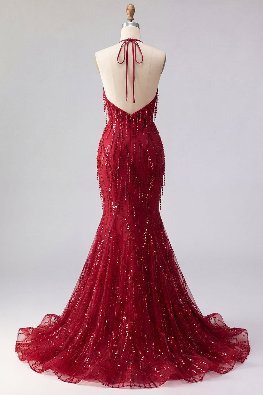 strapless open back dress V-Neck Strapless Long Sequin Prom Dress main image 0