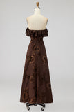 Strapless Light Blue Embroidery A Line Maxi Floral Dress with Ruffles