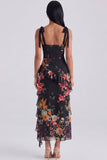 Ivory Corset Sheath Printed Midi Floral Dress with Slit