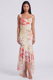 Ivory Mermaid Square Neck Maxi Floral Dress