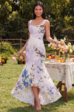 Ivory Mermaid Square Neck Maxi Floral Dress