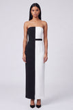 Strapless Black and White Sheath Maxi Dress