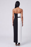 Strapless Black and White Sheath Maxi Dress